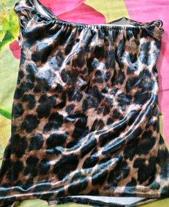 Velvet Leopard Print Strapless Top