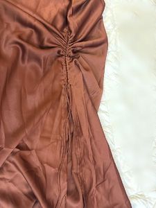 Satin Ruched Midi Dress