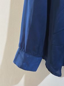 Elegant Navy Blue Satin Shirt