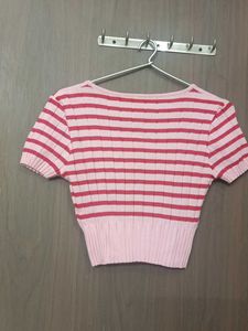 Striped Cropped Knit Top