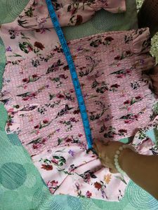 Pink Floral Smocked Crop Top in 30-32 size