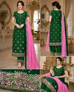 Embroidered Green Salwar Kameez Set
