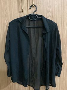 Sheer Black Button-Up Shirt
