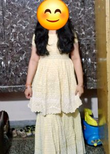 Yellow-white embroidered Peplum Garara Set
