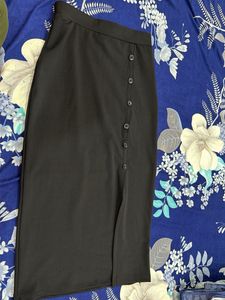 Chic Black Button-Up midi skirt and top