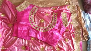 Elegant Pink Silk Saree with Gold Border