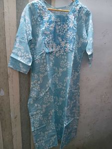 Sky Blue Floral Embroidered Kurta