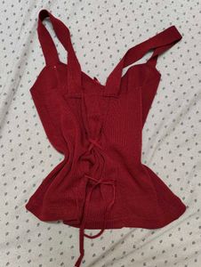 Cute Red Bow Crop Top