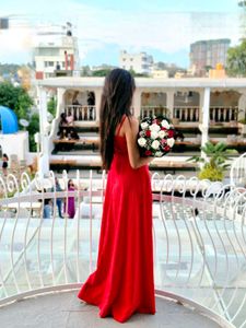 Stunning Red High Slit Maxi Dress
