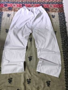 white cotton wide leg pant