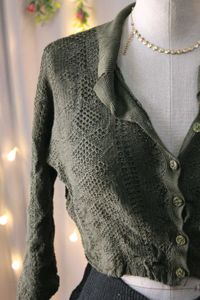 Olive Green Knit Cropped Cardigan