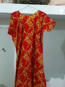 Red yellow Floral Print nighty