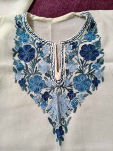 White Embroidered  short Kurti