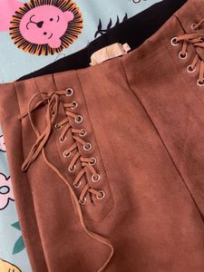 Lace-Up Suede Pants