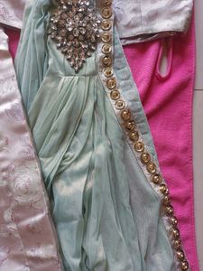 Beautifull Lenhga With Crop Blouse And Trendy Dupt