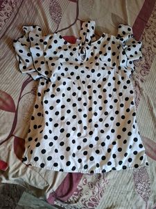 Polka Dot Top with Ruffle Sleeves