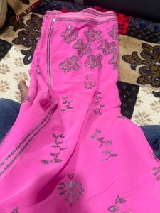 Elegant Pink Embroidered Saree