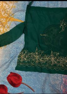 Chatpata90s Elegant Green Embellished Halter Top