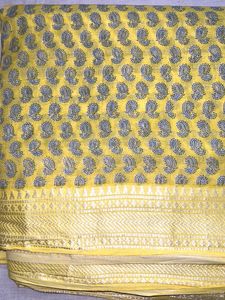 Yellow Saree with Paisley Print and blouse