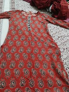 Red Paisley Print Kurta