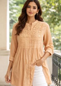 Peach Tunic Top with Lace Detail