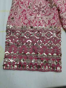 Pink Embroidered Palazzo Pants