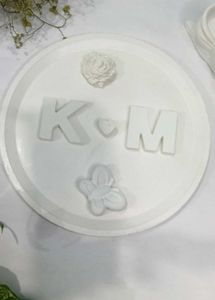 White Decorative Plate Initials K &amp; M