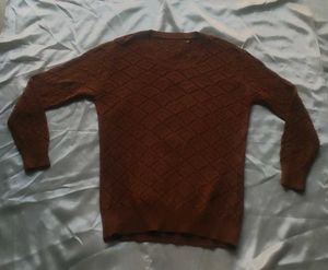 Brown Textured Knit Sweater