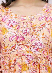 Floral Print Tiered Midi Dress