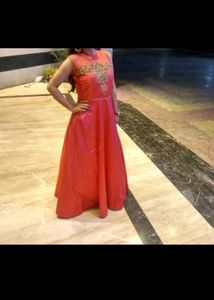 Elegant Pink Ethnic Gown with Embellishment