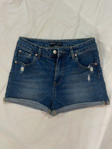 Madame Women Mid Rise Cotton Denim Shorts