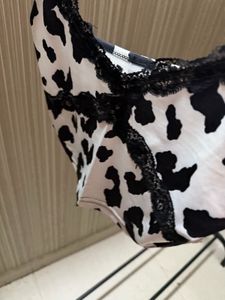 Cow Print Cami Top with Lace Trim