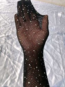 Rhinestone Black fishnet Stocking