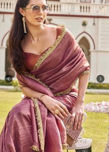 Elegant Pink Silk Blend Saree