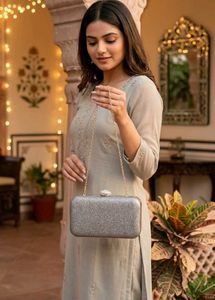 Sparkling Silver Evening Clutch