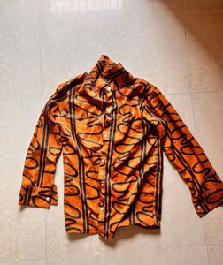 Abstract Print Button-Up Shirt