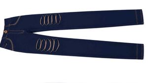 navy blue stretch pants/jeggings with distressed c