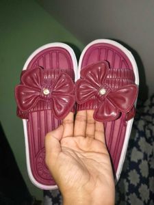Maroon Bow Flip-Flops