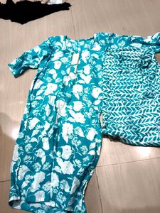 Teal Floral Kurta Set