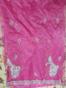 Pink Net Saree