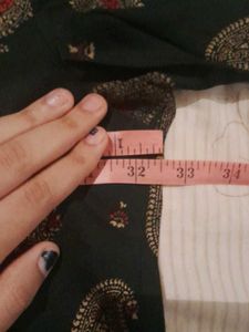 Dark Green with Gold Paisley Print Kurta, Size-XS