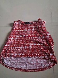 Red Tribal Print Sleeveless Top