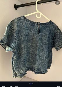nuon Distressed Denim Crop Top "78"