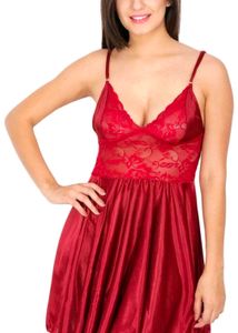 Red Lace Trimmed Slip Dress