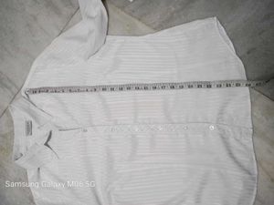 Canda Classic White Striped Button-Up Shirt