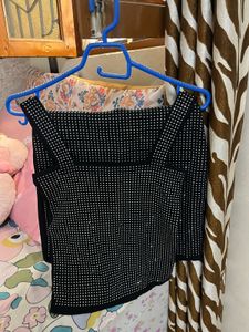 Black Rhinestone Co-ord Set | Trendy Party Wear Cr