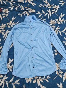 Light Blue Button-Up Lycra Shirt