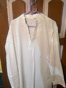 Classic White Textured Kurta