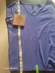 BENETTON Purple V-Neck T-Shirt