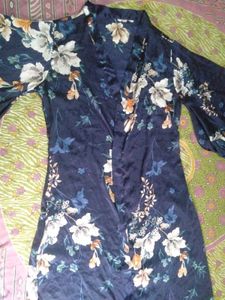 Floral Print Silk Robe